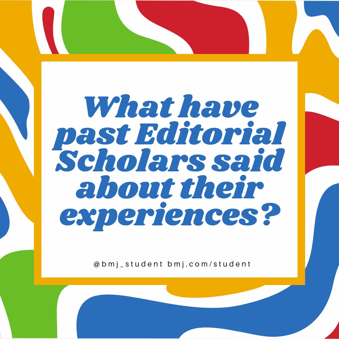 BMJStudent's tweet photo. ❓ What do current and former editorial scholars think about their time at The BMJ? We're hearing from each of them this week!

Today, last year's editorial scholar @Charl_Rose24 shares her experience!

Apply now: https://t.co/izsCGQky8l https://t.co/ttsGWLwrjc