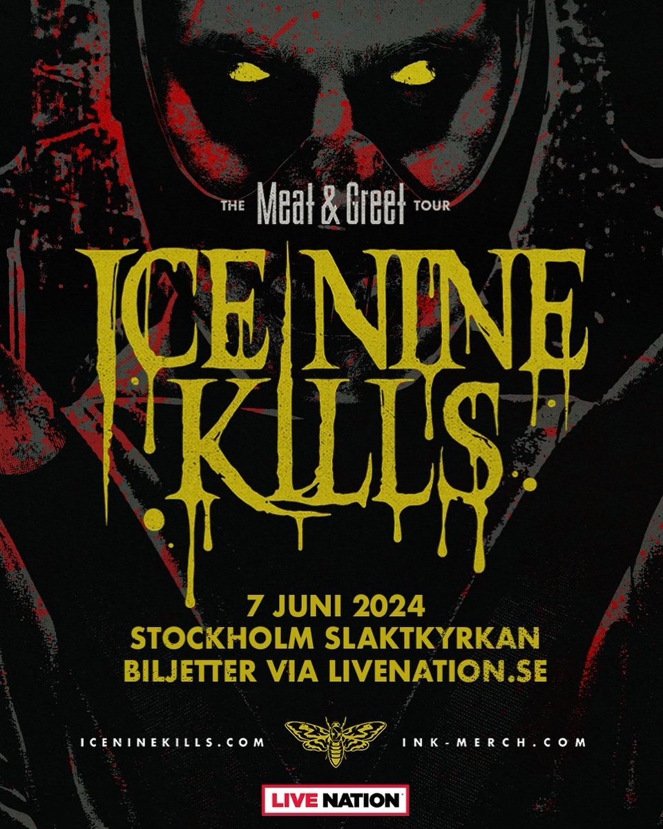 Stockholm Psychos: We have been chomping at the bit to announce that we will be performing at Slaktkyrkan on June 7th….🔪🩸tickets on sale tomorrow at 10am CET.  iceninekills.com/#tour