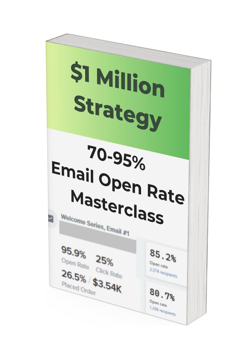 You can easily make $1 million+ with emails.

I'm giving away my strategy on how I get 70-95% email open rates.

This strategy made over $1 million for my clients.

Want the doc showing how I do it?

1)  Comment "Open"
2) Retweet for extra bonus video course
(Must be following)