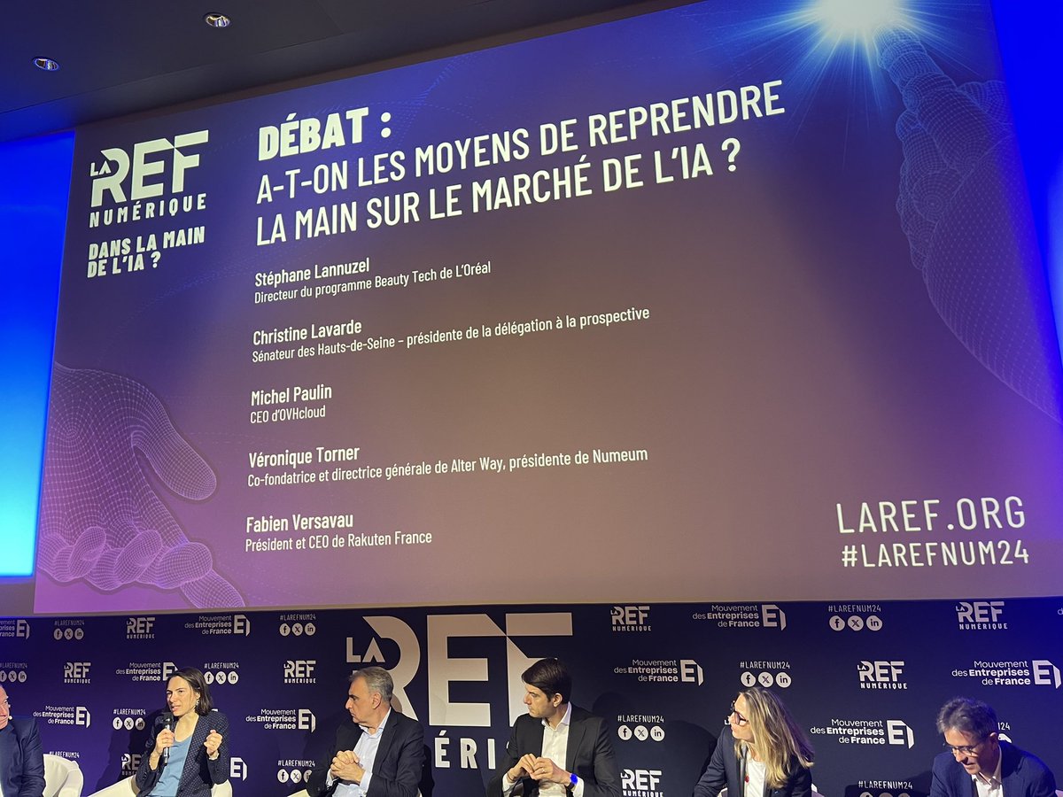 La Refnumerique adresse la question de l’IA: 
A t on les moyens de reprendre la main sur le marche de l’IA? 
Réponse: oui mais il faut une volonté politique au niveau européen.