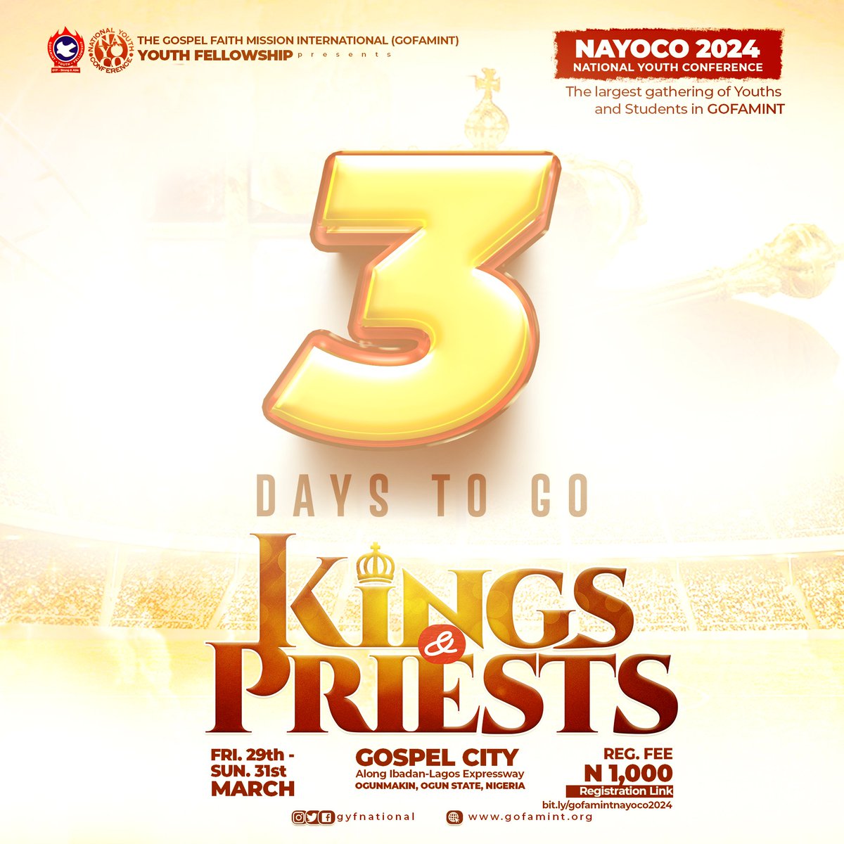 We are the generation that seeks the face of the God of Jacob. 3 days to NAYOCO 2024. #NAYOCO #kingsandpriests #GOFAMINT