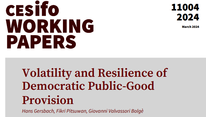 Volatility and Resilience of Democratic Public-Good Provision | @hans_gersbach @fikripitsuwan and Giovanni Valvassori Bolgè #EconTwitter cesifo.org/en/publication…