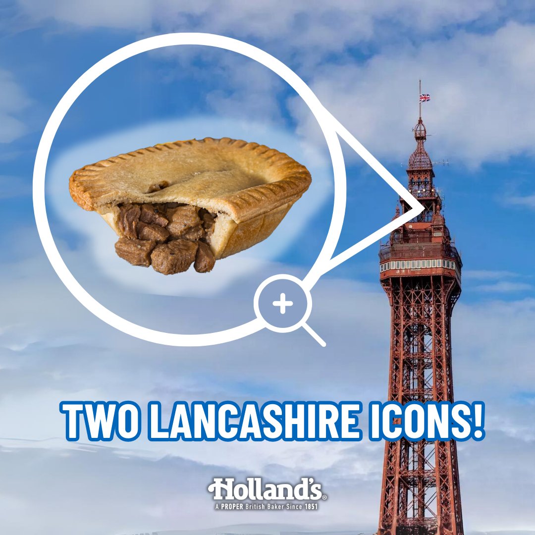 Who's taking a Holland's up the Blackpool Tower then? 👀 #HollandsPies #Pies #Blackpool Holland’s Pies – Pies – Blackpool