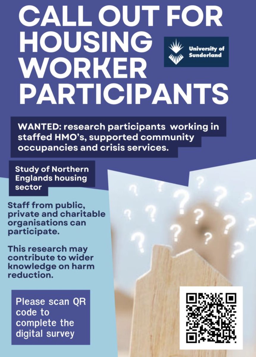 Seeking people who work in housing in the north of England! My wonderful dissertation student is researching how we can best reduce harm for sex workers in supported housing. If you work in this sector, please take a few minutes to complete her survey. sunduni.eu.qualtrics.com/jfe/form/SV_bq…