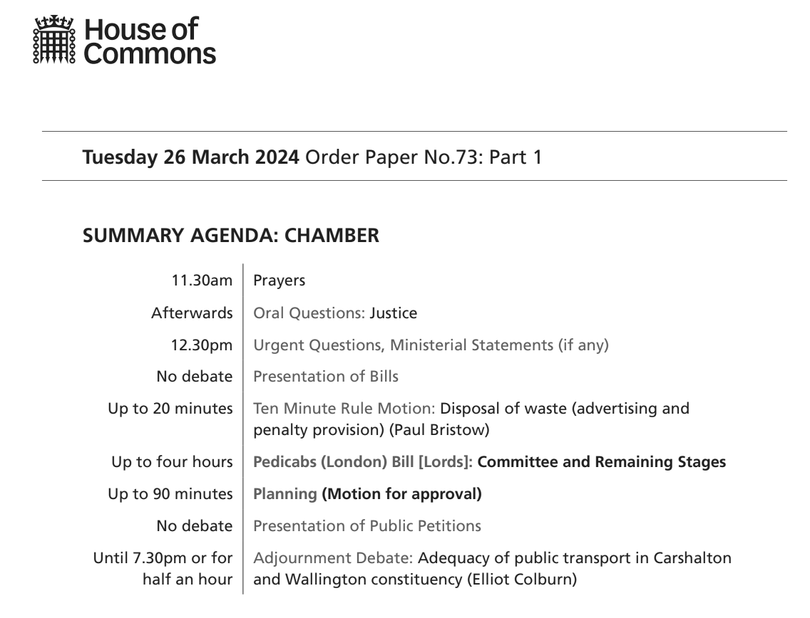 The House of Commons sits from 11.30am today. Find out what’s on: commonsbusiness.parliament.uk/Document/86501… The #OrderPaper is published each sitting day and lists the business of the House. Follow the Chamber in real time: now.parliament.uk