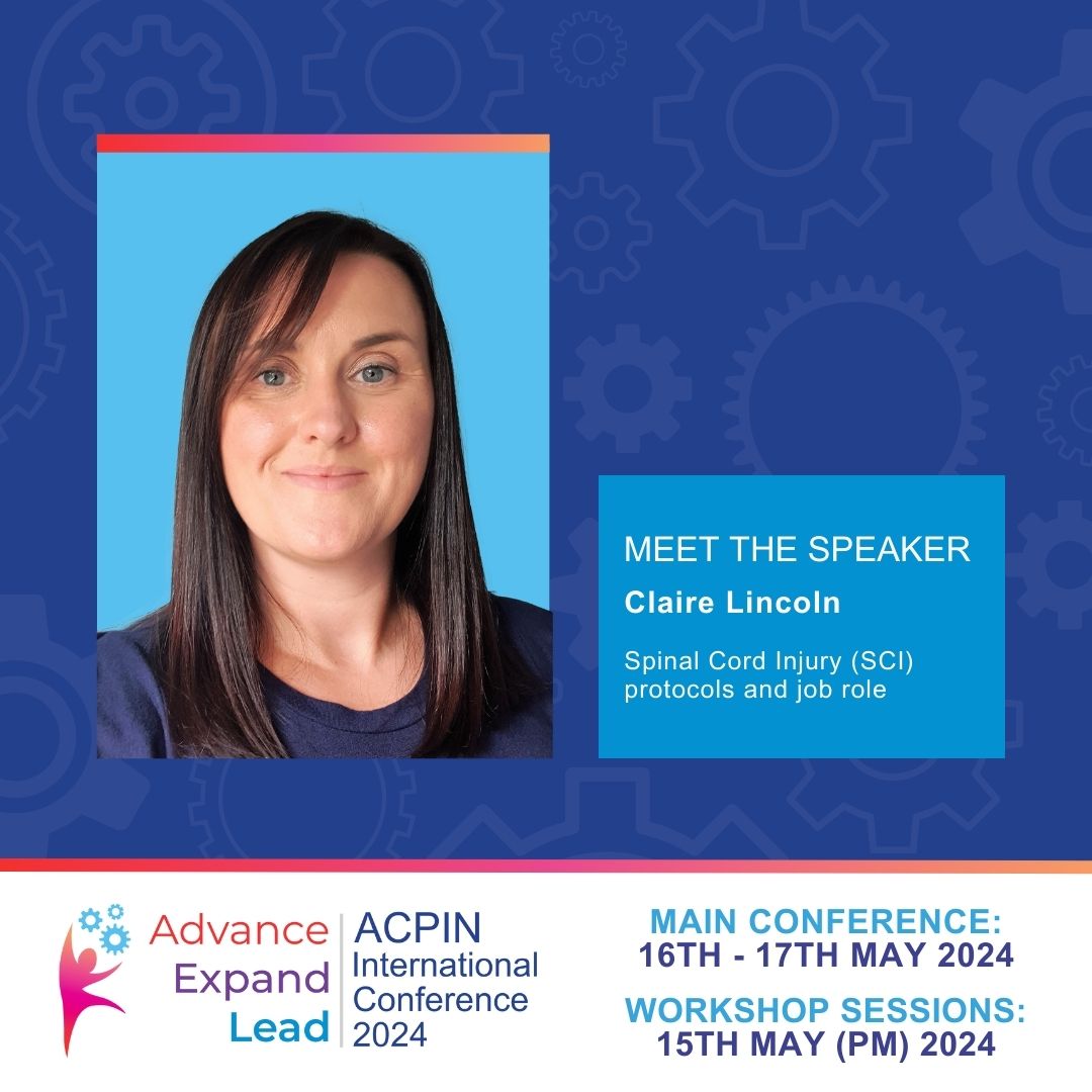 On Day 2 Claire Lincoln will present: Spinal Cord Injury (SCI) protocols and job role: Early and intensive motor training (versus usual care) to enhance neurological recovery and function in people with SCI acpin.net #ACPIN2024 #neurophysio