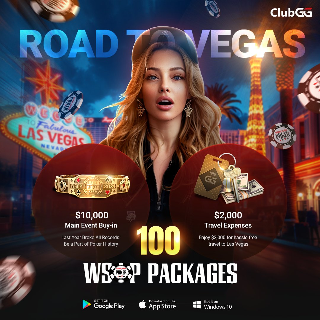 ClubGG_Poker's tweet image. 🚨 ClubGG 2024 Road to Vegas 🚨

🎟️With 100 @WSOP packages to be won from Apr 1 to Jun 30, now is the best time to become a Platinum Member.

🏆Win your way to the biggest and most prestigious poker tournament in the world. 

📱Subscribe and play!
clubgg.net/road-to-vegas-…