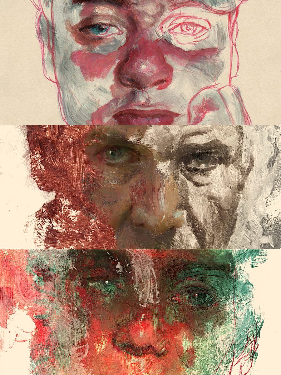 three portrait painting