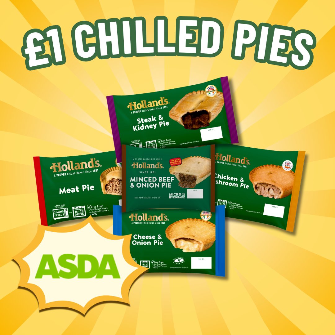 A real steal at ASDA this week! Holland's chilled single pies for only £1 🤤 #HollandsPies #Pies #Sale #Deal Holland’s Pies – Pies – Sale – Deal