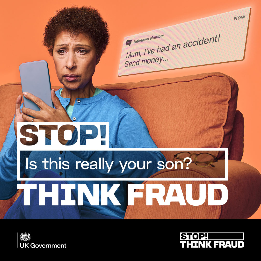 ⚠️Fraud is the most common crime in the UK, accounting for almost 40% of all crime in England and Wales and it is getting more sophisticated. If you’re unsure, always stop, think and check. Find out how to stay ahead of scams👇👇👇 stopthinkfraud.campaign.gov.uk #ScamAware