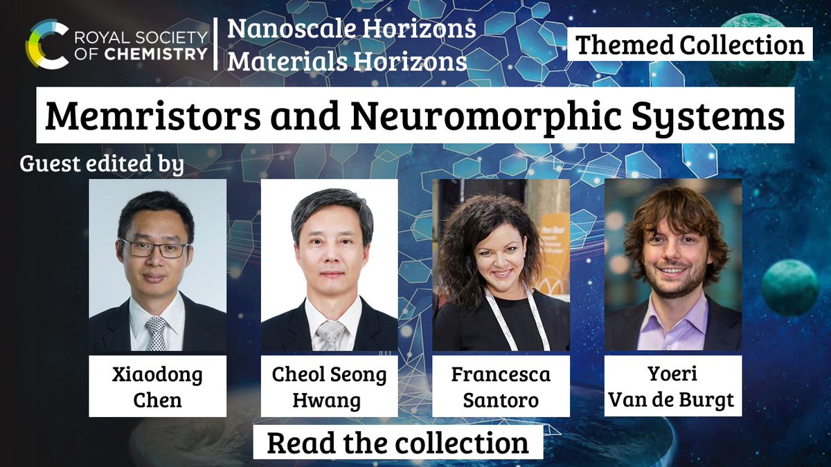 Materials Horizons and Nanoscale Horizons are pleased to present this themed collection on Memristors and Neuromorphic Systems 💻 Read the articles in the collection so far for free until 18 April 2024 🔗pubs.rsc.org/en/journals/ar…