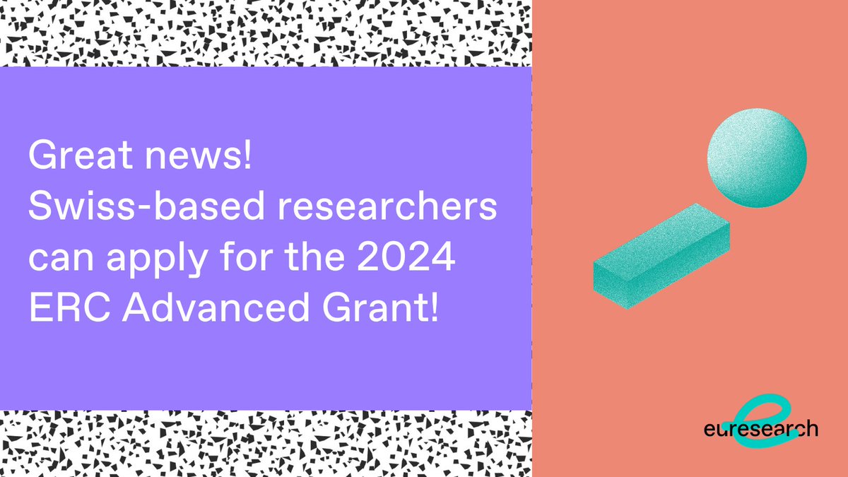 Swiss researchers planning to apply for ERC AdG 2024: Euresearch offers full support – info event coming soon! t.ly/IKnVr 
Eligibility checks, advice, proposal reviews &amp; more. Don't miss this opportunity to  enhance your research! #HorizonEU #ERC #FrontierResearch