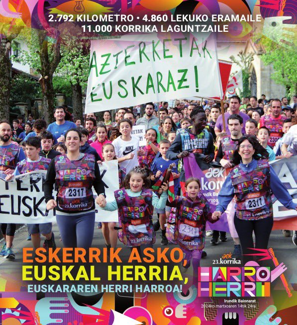 ESKERRIK ASKO, EUSKAL HERRIA! 2.792 kilometro egin ditugu, 4.860 esku baino gehiagok eraman dute lekukoa aurrera, eta 11.000 laguntzaileko sarea sortu da! Zoragarria izan da! Segi dezagun euskararen herri harroa sortzen! 💜