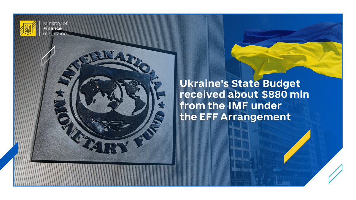 🌐Today, Ukraine received $880mn tranche under the @IMFNews #EFF Arrangement. Additional financing is the result of the successful third review of the cooperation program. Grateful to our partners for supporting 🇺🇦 to maintain financial stability. @IMFinEurope