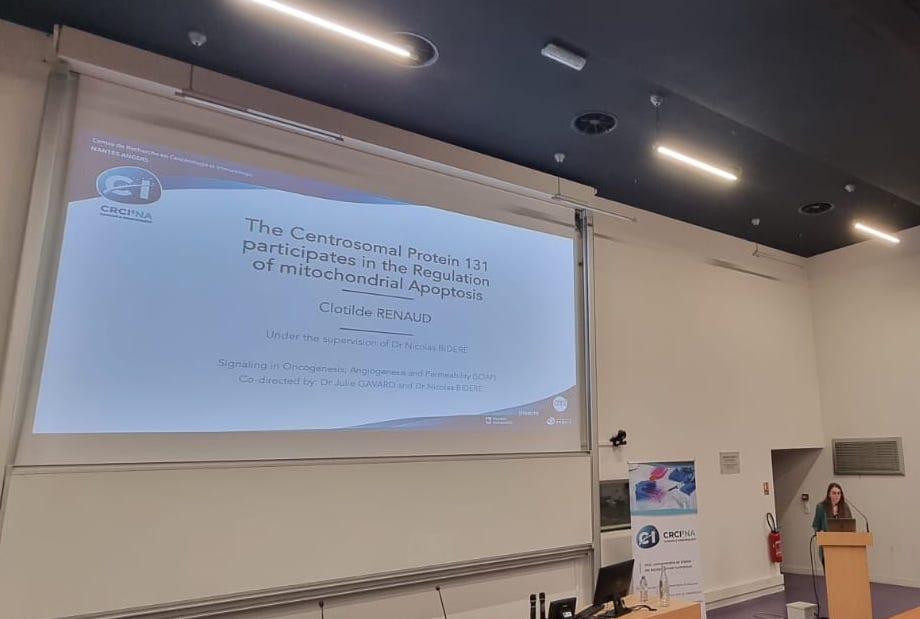 Last week, I had the opportunity to present my PhD work about centriolar satellites and cell death at the first @Crci2naClub Symposium.

🙏 Thanks to the organizer committee for this nice event!

<a href="/LabSoap/">SOAP</a>