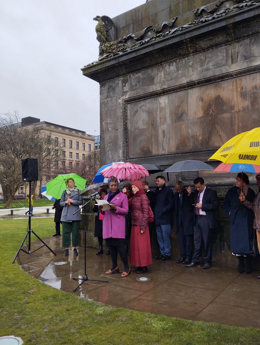 A poignant tribute at the International Day of Remembrance of the Victims of Slavery and the Transatlantic Slave Trade. Held in front of the newly-replaced Melville Monument plaque acknowledging Henry Dundas’ role in deferring the abolition of the slave trade.