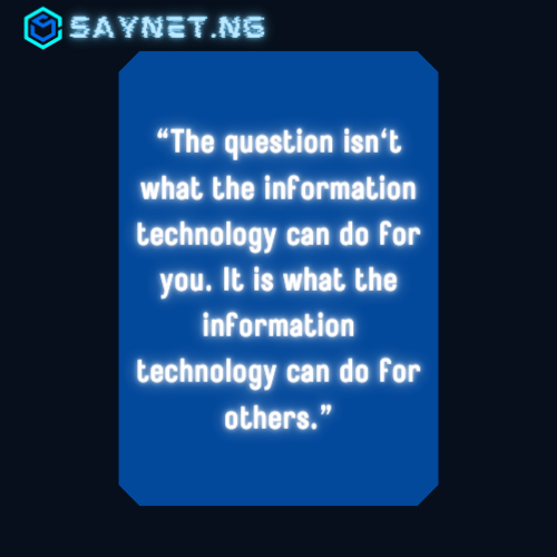 SaynetNg's tweet photo. Info tech isn't just about efficiency; it's about empowering others! We help you leverage technology to make a positive impact. Contact Us to build a better future, together. #ITforGood #SocialImpact #trending #viral #it #ai #nigeria #saynet #softdev #appdev https://t.co/hwEVVqRsTU