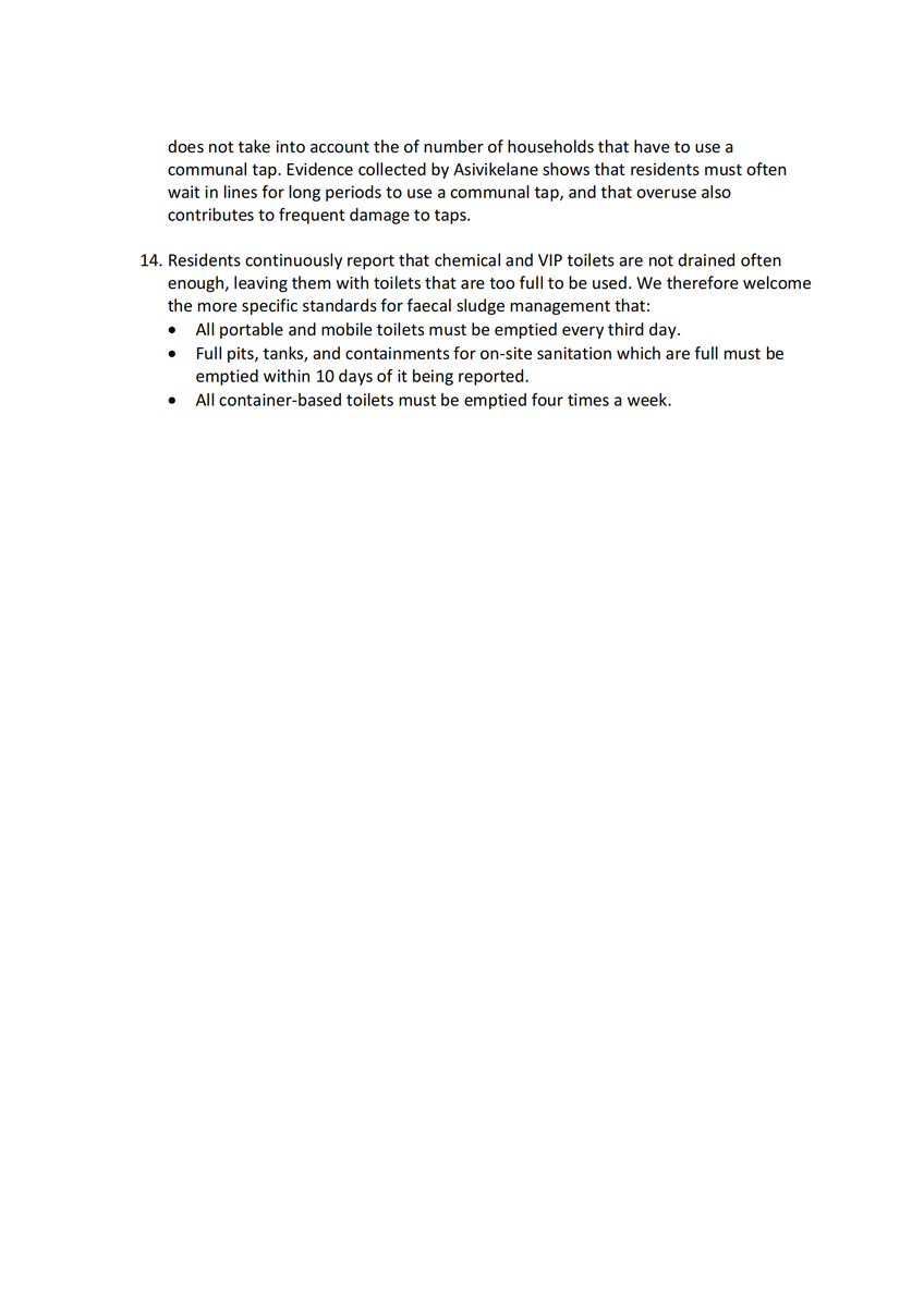 Our @ibp_sa submission on proposed Compulsory National Water and Sanitation Services Norms. We argue a.o. that implementation of N & S's should be key as @asivikelane evidence show the 2017 N&S's relating to a.o. interim sanitation were not implemented. @DWS_RSA @Senzo_Mchunu_