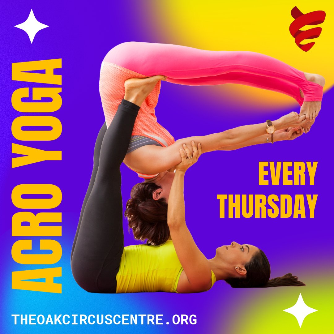 🎪 Join us every Thursday for an energising & fun filled AcroYoga class. This class is a great way to build strength & work on trust & communication. Explore what you can do, both in body and mind, and be amazed by your own strength and abilities. 🎟 theoakcircuscentre.org/acro-yoga-clas…