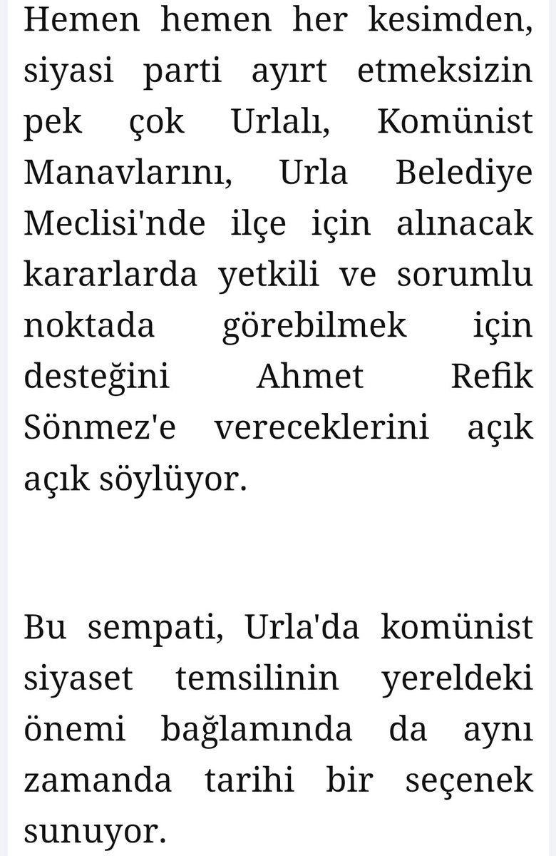 Urlalılar 50 yıllık komünist manavlarını kendi temsilcileri olarak o meclise göndermeye kararlı görünüyor. Yıllar içinde, genç yaşlı pek çok insanın hayatına anlamlı şekilde dokunabilmiş Manav Ahmet Abinin adaylığına ilgi çok büyük bizimyarimada.com/urlali-komunis…