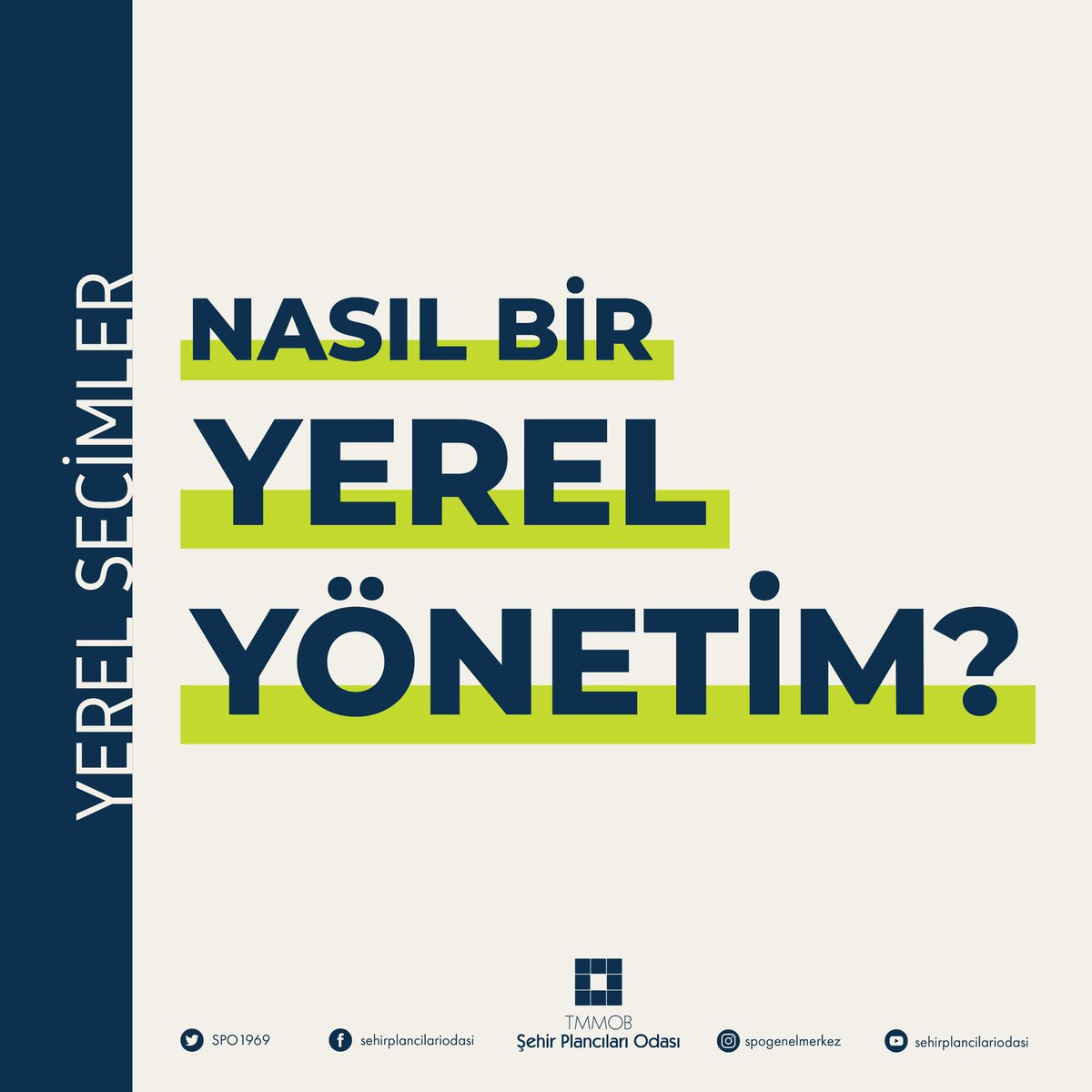 TMMOB Şehir Plancıları Odası olarak 31 Mart seçimleri öncesinde mesleğimize, kentlerimize, yaşam alanlarımıza, meslektaşlarımıza ve yerel demokrasinin yapı taşı olan yurttaşlarımıza dair taleplerimizi kamuoyu ile paylaşıyor, seçimlerde her kademede aday olan siyasi parti
