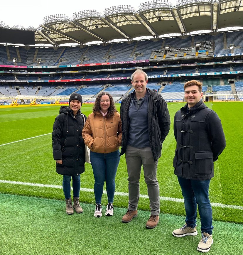 Final year @ucdhort students on Sportsturf Hort30400 getting a behind the scenes in depth tour of ☘️ most beloved well used and beautifully managed bit of grassland ☘️GAA @CrokePark huge thanks to @stuartwilson156 @strigroup_ @striturf_greg for organising and leading 🎉🙏👏
