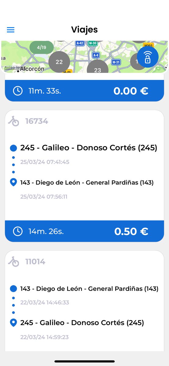 alvarouve's tweet photo. Hola @bicimad me han cobrado un viaje pese a que pago la cuota mensual. 
He escrito una reclamación a través de EMT y no me ha devuelto número de referencia, ni mail ni nada. https://t.co/BkiNQl6Neg