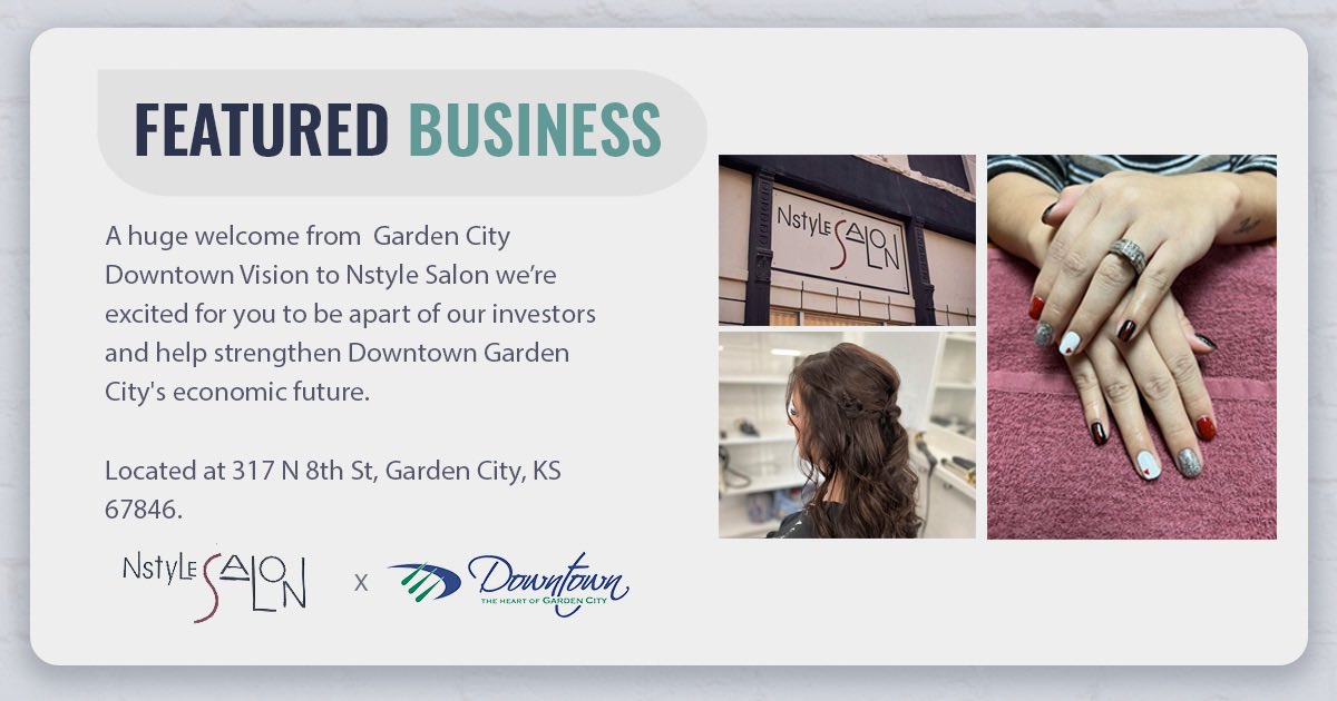 A huge welcome to NStyle Salon in Downtown Garden City for becoming a <a href="/downtown_gc/">GC Downtown Vision</a> investor.

📍317 N 8th Street
Garden City, KS

#downtowngcks #gcks