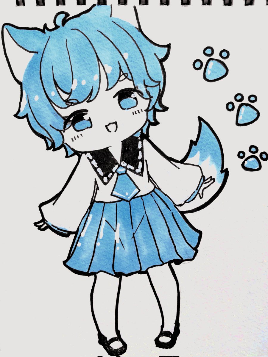 水色わんこ！ #illustraion #イラスト