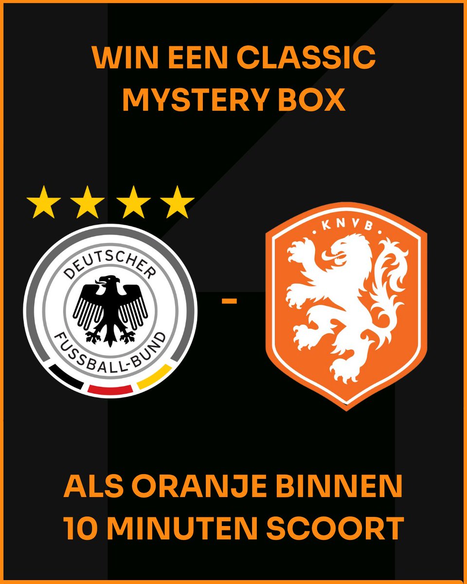 MysteryUnitedEU's tweet photo. 𝗚𝗜𝗩𝗘𝗔𝗪𝗔𝗬🎉

Scoort Oranje vanavond binnen 10 minuten tegen Duitsland? Dan maak je kans op een Classic Mystery Box!

Hoe maak je kans?
🤝 Volg @MysteryUnitedNL
👥 Tag 2 vrienden
🧡 Like het bericht

Woensdag 27 maart maken we de eventuele winnaar bekend!

Succes!

#duined https://t.co/13YqJhimXu