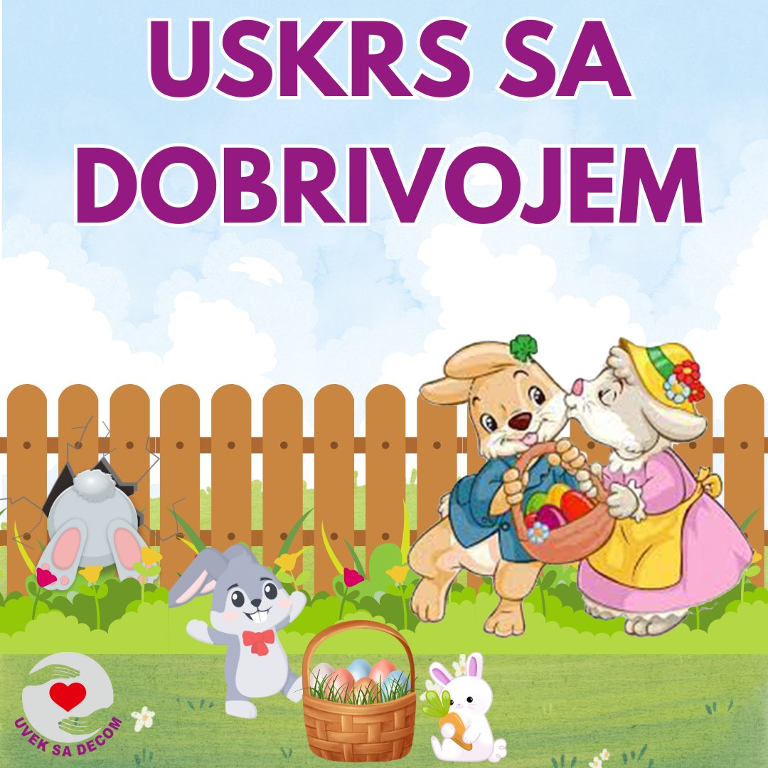 UvekD's tweet photo. Pridružite se veseloj družini Zecu Dobrivoju,zečici Nadici i njihovoj deci u misiji prikupljanja poklona za decu.  Prijavite se putem linka: https://t.co/jF2nIp5L7F 
Akcija traje od dana objavljivanja do 25. aprila 2024! https://t.co/eUr3el5O2P