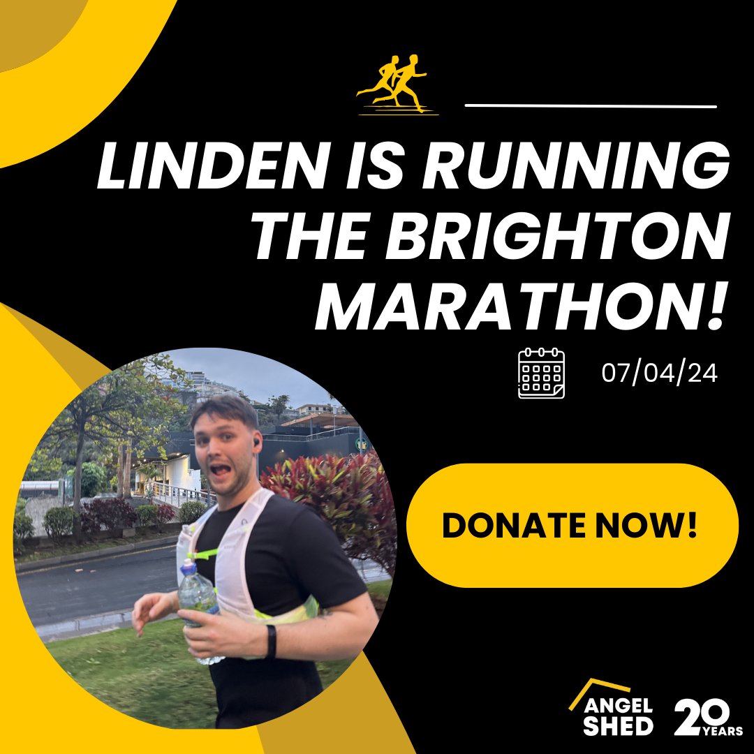 In two weeks, Linden, one of our theatre facilitators is running the Brighton Marathon for Angel Shed! 🏃‍♂️He is running for our 20th Anniversary 🙌 Will you sponsor him? Please donate now! justgiving.com/crowdfunding/M…