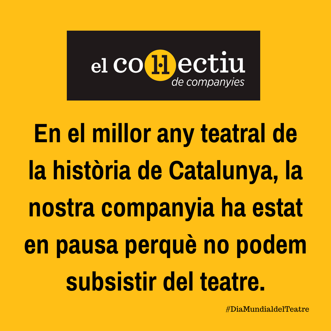 _labeatriz_'s tweet photo. Demà es celebra el Dia Mundial del Teatre. Des d'@ElCollectiu hem decidit avançar-nos per explicar que estem fartis de conviure amb la precarietat i sentir que el què ens passa és individual. Perquè tu no estàs fent res malament, és el sistema que precaritza.
#DiaMundialdelTeatre https://t.co/m3b341Wybl