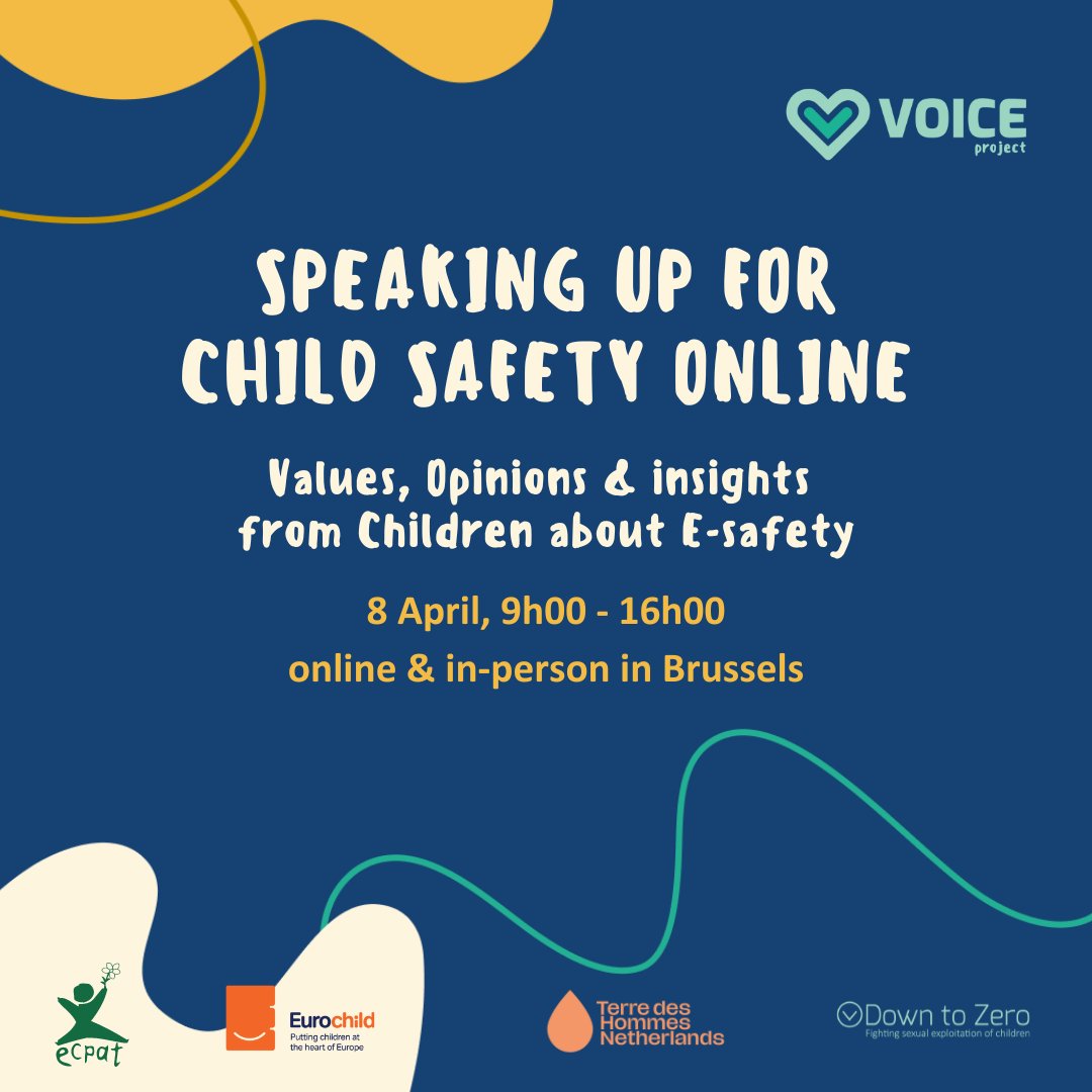 📣Speaking Up for Child Safety Online! On 8 April, we will present the #VOICEResearch outcomes with the participation of Vice President @dubravkasuica, MEP @EwaKopacz, MEP @CRinzema and representatives from @Snap & @MicrosoftEU! Join us!👉️ bit.ly/VOICEReportLau…