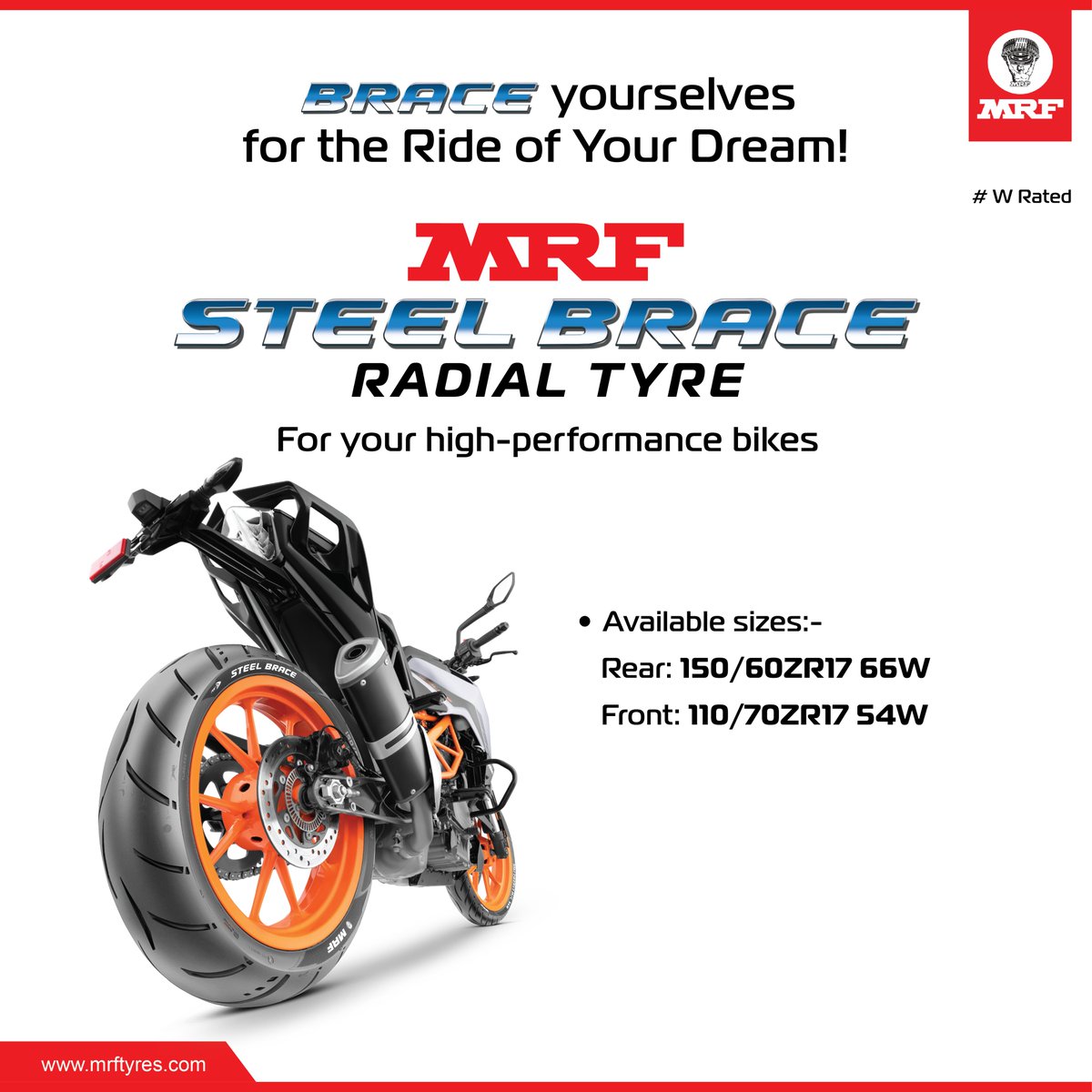 Unlock the full potential of your high-performance bike with MRF Steel Brace Radial Tyres. ​ Brace yourselves for the Ride of Your Dream!​ Get yours today! Click the link mrftyres.com/steel-brace to find your nearest #MRF Authorised dealer​.