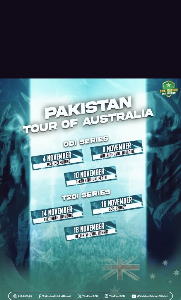 Here is the Schedule of Pakistan
 tour of Australia 🦘

#pakvsAus