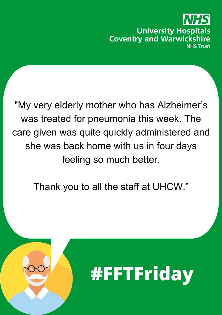 Moving on this #FFTFriday, we head over to Ward 20 @nhsuhcw.
This patient's family wanted to say a #ThankYou for the care given to their mother. 

#WhatMattersToYouMattersToUs #FFTFriday