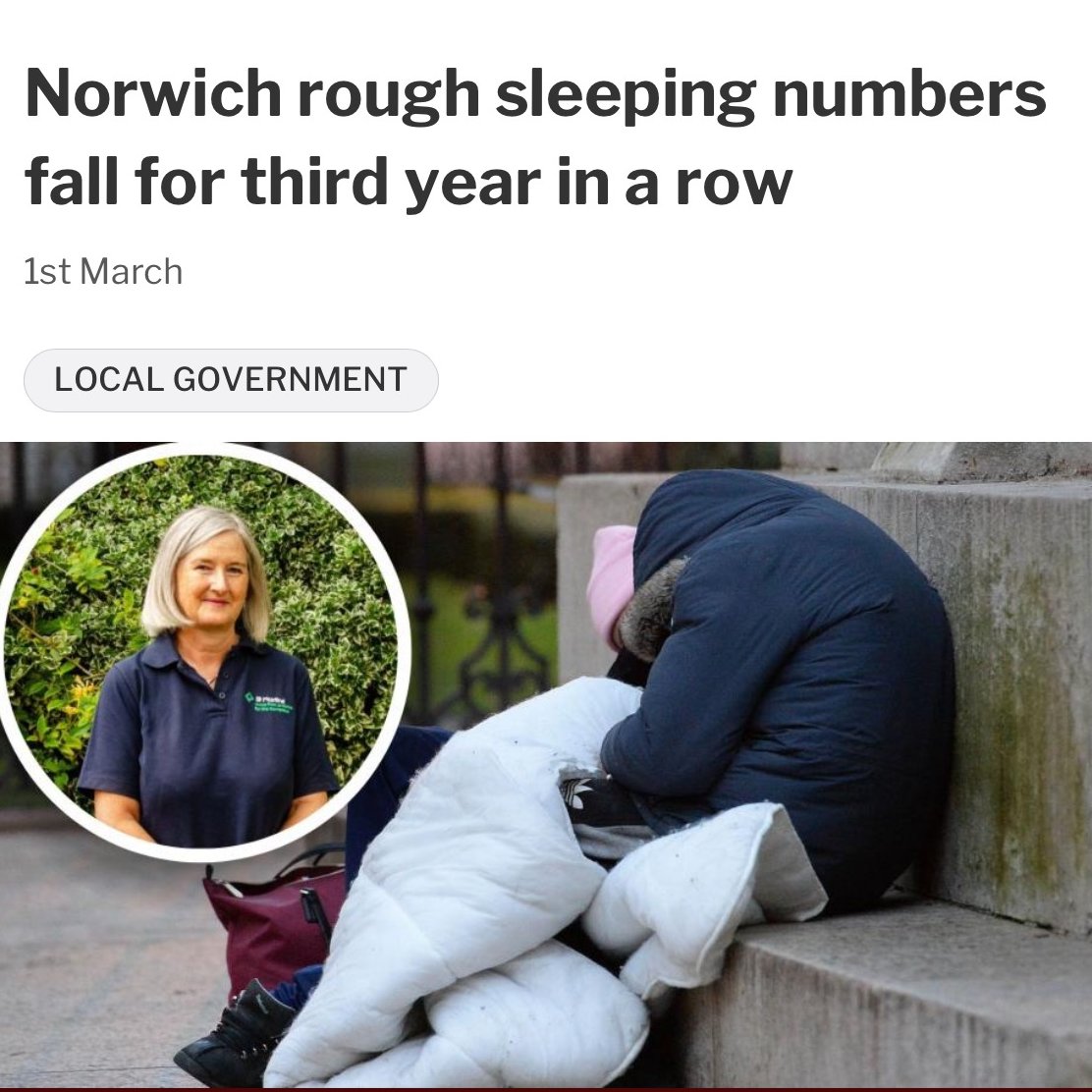Allowing people to sleep rough is a political choice. Labour-run Norwich City Council have worked with local charities to decrease rough sleeping numbers for a third consecutive year. A remarkable achievement which shows the solutions to end homelessness are at our fingertips.
