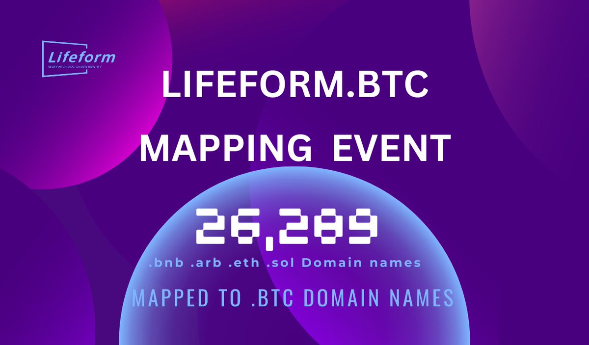 As we conclude the Lifeform.btc Mapping Event, we extend our deepest gratitude.

Having successfully mapped 26,289 .btc domains, we've reached the conclusion of the inaugural event in the Lifeform Universal Domain ecosystem. Your participation has ushered us into a new era within