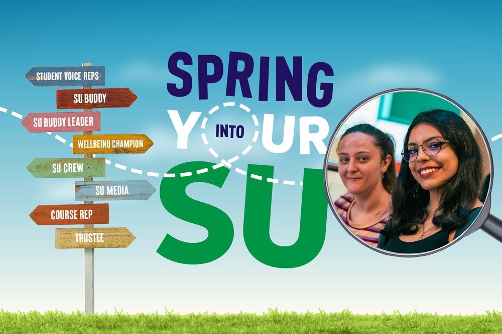 Remember to check out how you can get involved with Spring Into Your SU! 🌻 Including paid SU Crew/SU Media Crew roles and a voluntary Student Trustee position! Applications for both of these opportunities close in early April. Explore all the roles: ow.ly/oFgY50QRmUf