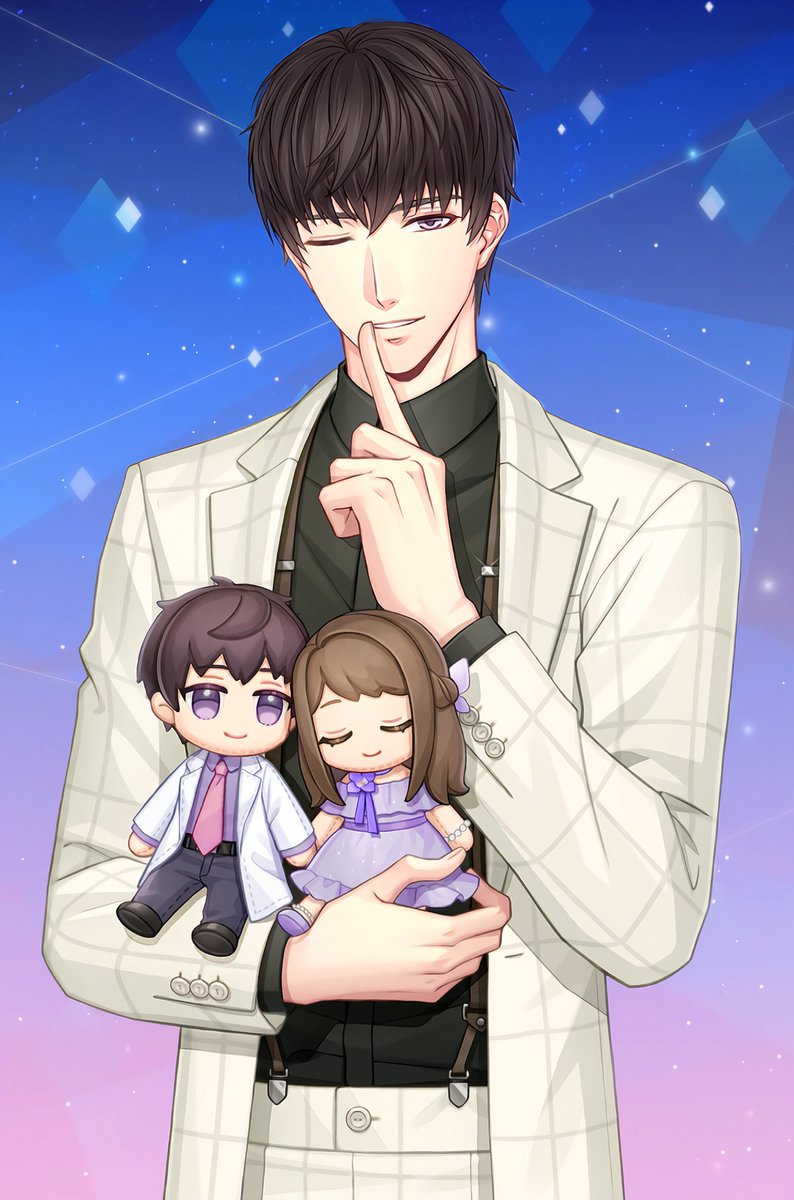 DailyLucien's tweet photo. Lucien: It seems he can't take his eyes off the one by his side. Just like me. 🤫🦋💜 Lucien holding His little LuLu plushie *adorable* and He winks~ 🥹✋🏻 [MLQC 5th Anniv Celebration] || Appreciation Tweet #424 ||

#Lucien #MLQC #许墨 #恋与制作人 #許墨 #戀與制作人 #シモン #恋プロ https://t.co/0rin0uOMJw