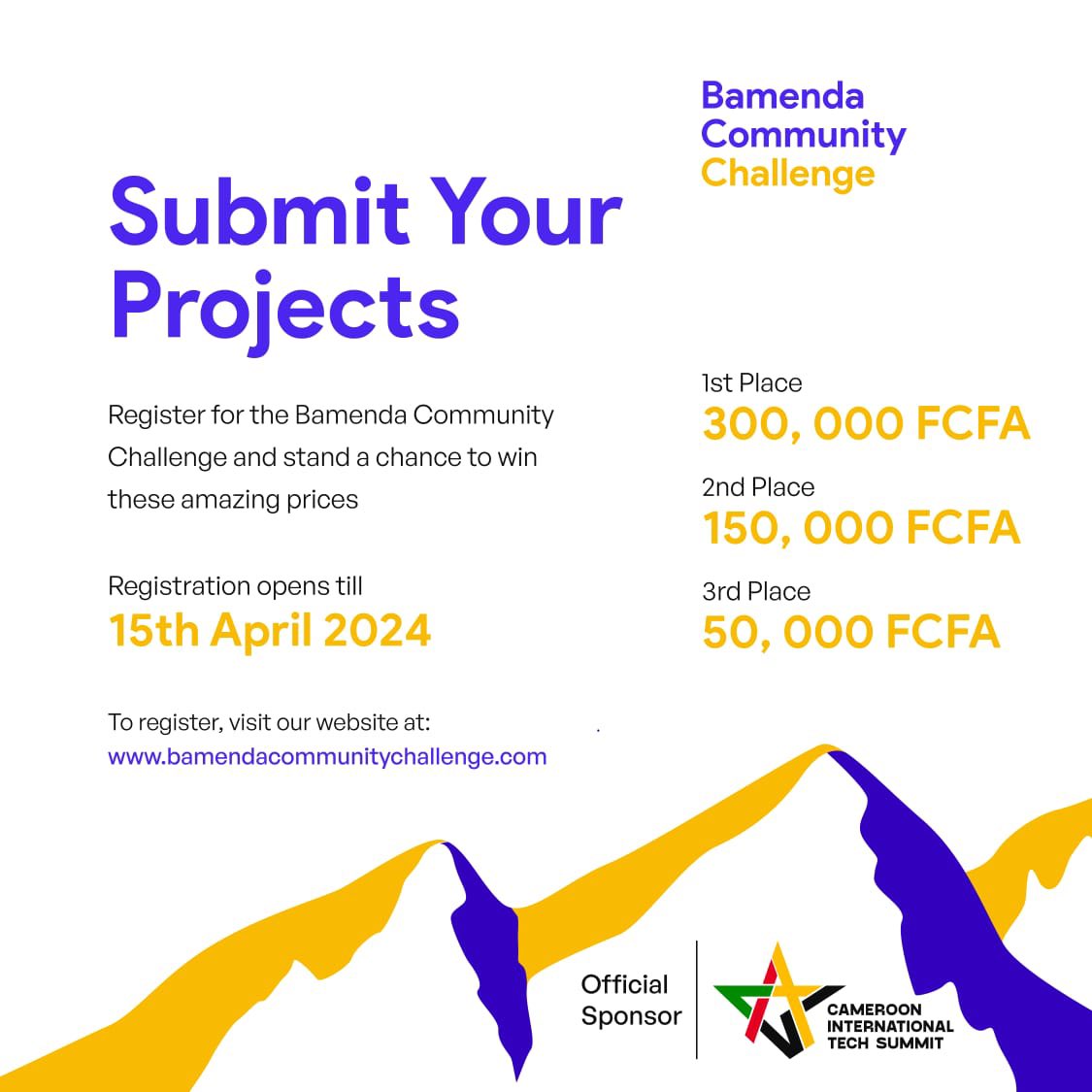 🎊Great News Everyone!!!!

The moment you've all been waiting for has finally arrived - BCC2024!!!

 📢But wait, there's more!!!

This year, we're taking the prestigious challenge on *the Road to the Cameroon International Tech Summit* , and it's going to be spectacular…