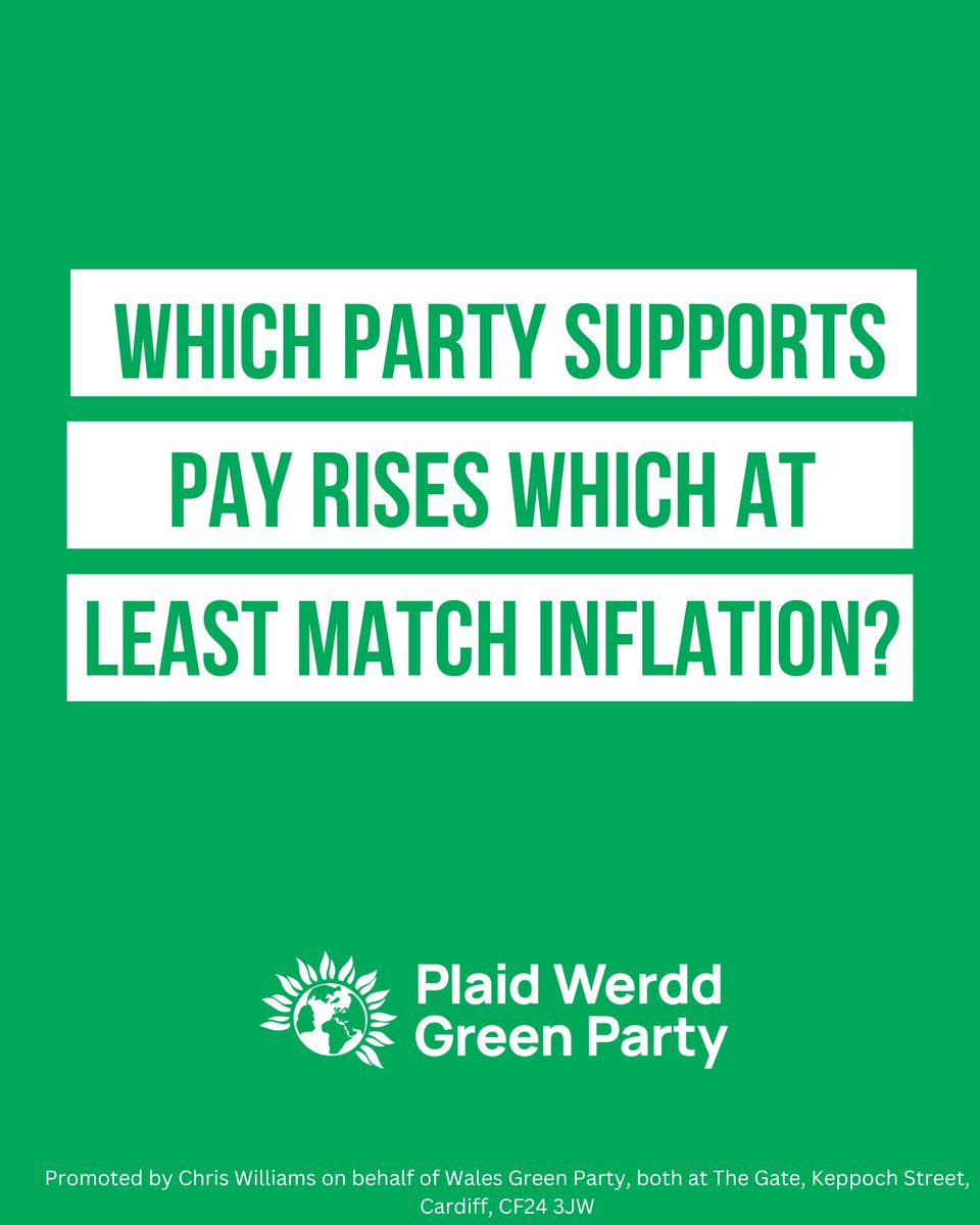 Which party supports pay rises that at least match inflation? a) Labour b) Wales Greens Yep, it's us. Today is the time to turn Green 👇 join.greenparty.org.uk