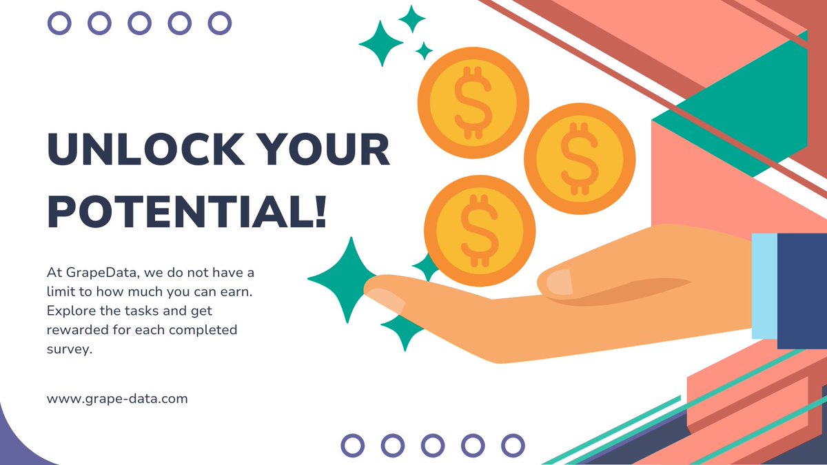 RealGrapeData's tweet image. 📈 Your potential at GrapeData is limitless! There's no cap on how much you can earn. The more surveys you complete, the more you earn. It's that simple. Dive into a pool of opportunities and let your insights earn you more. #UnlimitedEarnings #GrapeData 🚀