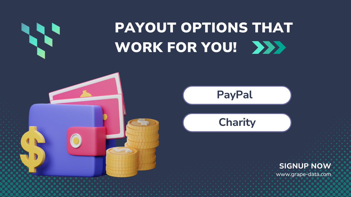 RealGrapeData's tweet image. Your voice has power, and at GrapeData, we celebrate that! Complete surveys and choose how you receive your rewards: cash out via PayPal or donate to charity. It's your work, your choice. Make a difference with every survey you complete. #MakeADifference #OpinionPays 💖