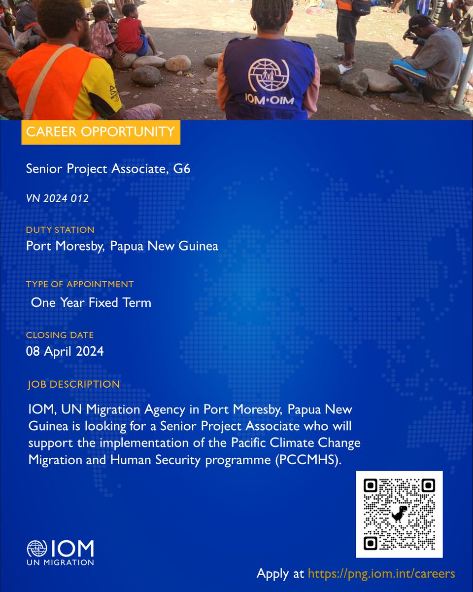 Vacancy Notice for Senior Project Associate Click below to apply: png.iom.int/sites/g/files/…