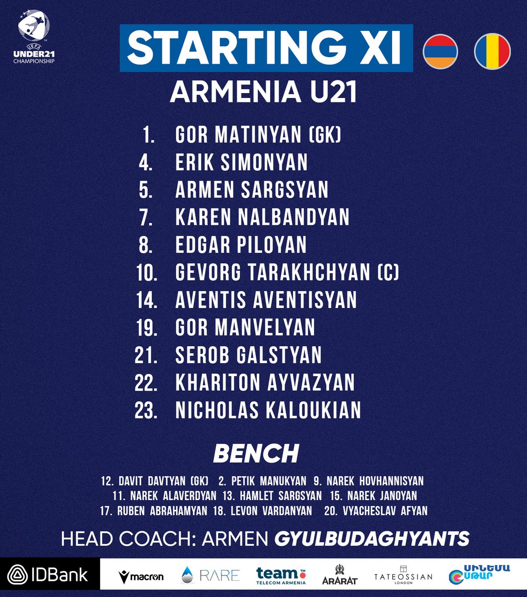 It's TIME for U21 STARTING XI 🆚 Romania #GoArmenia