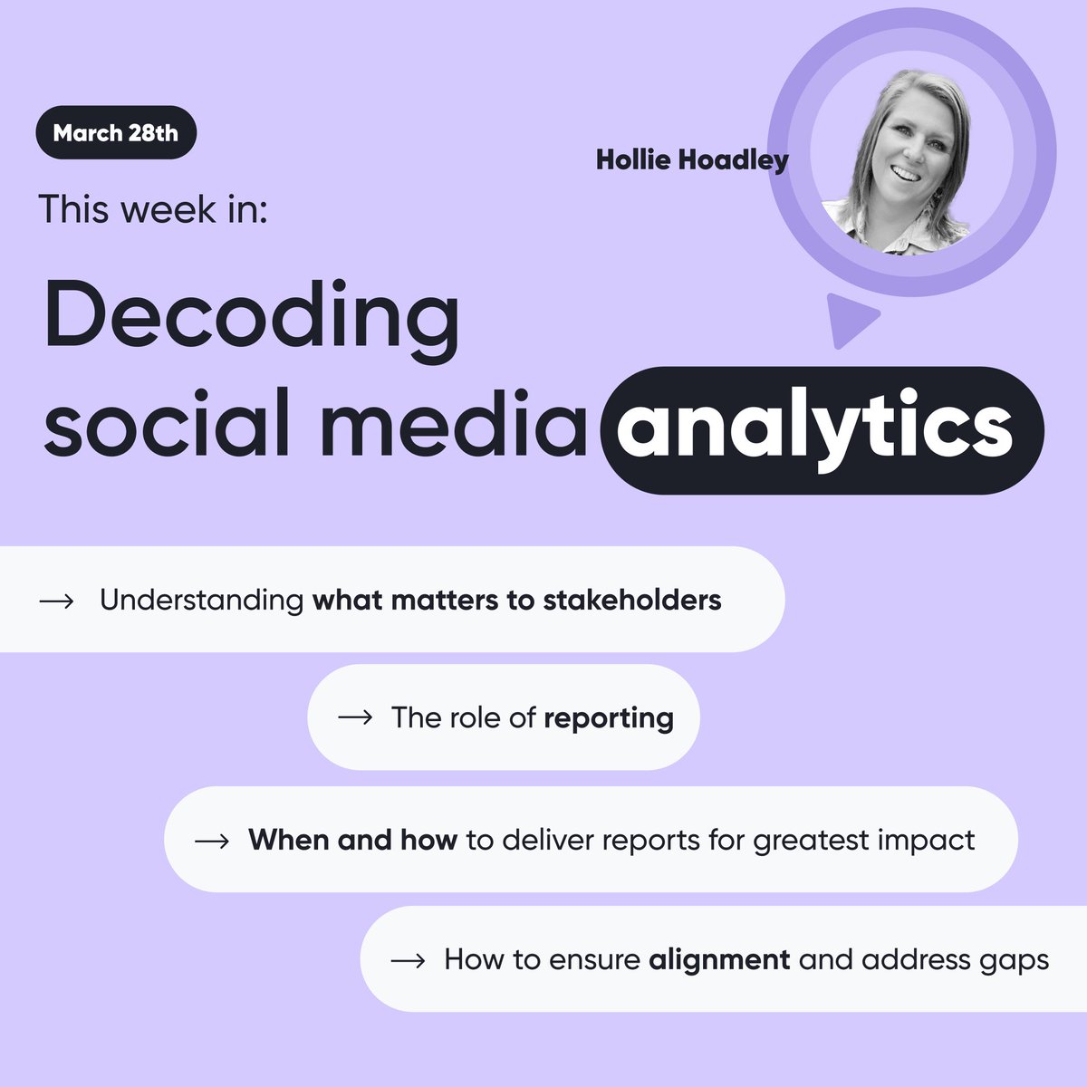 Reminding you that the fourth #webinar of our #masterclass on decoding SM #analytics is happening later this week with Hollie Hoadley, founder of @creativesolHQ Save your seat 👇 us02web.zoom.us/webinar/regist…