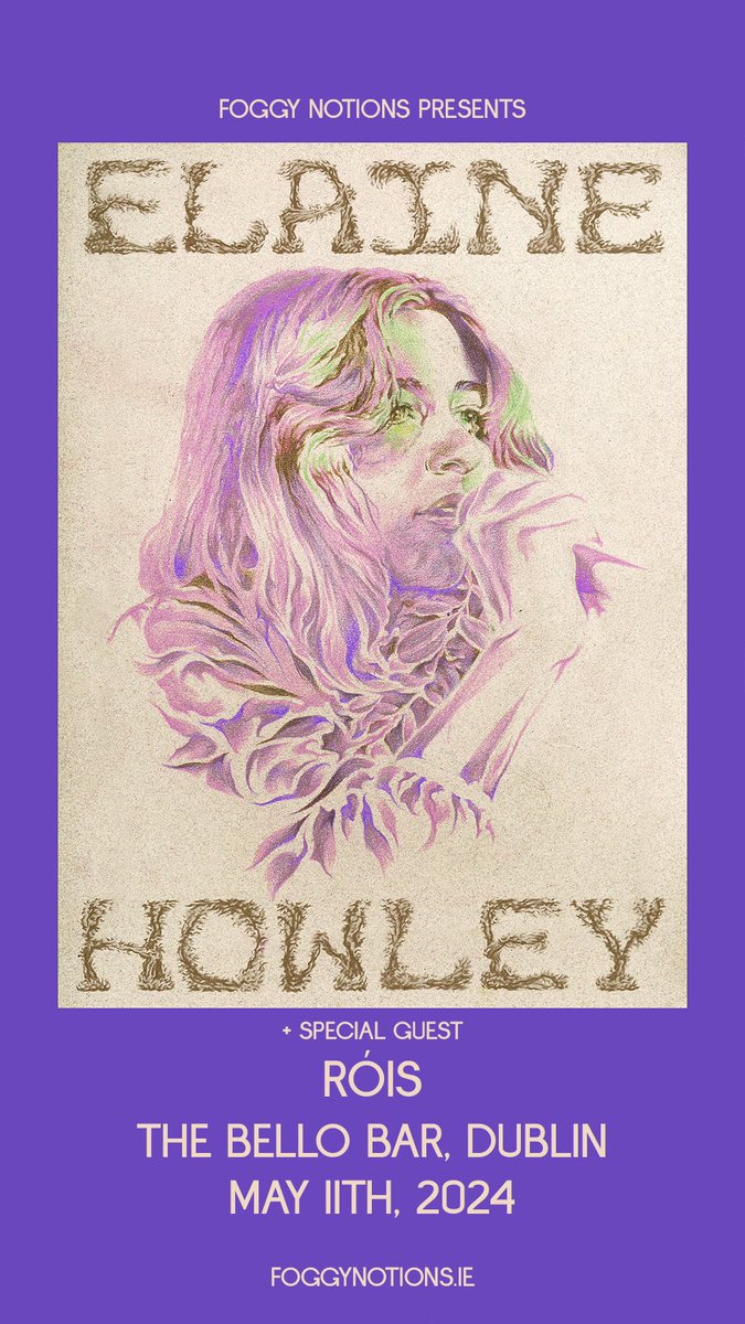 New show: Elaine Howley @BelloBarDublin Saturday May 11th. Special guest Róis. Tickets on sale Wednesday 10am. bit.ly/ElaineHowley-1…