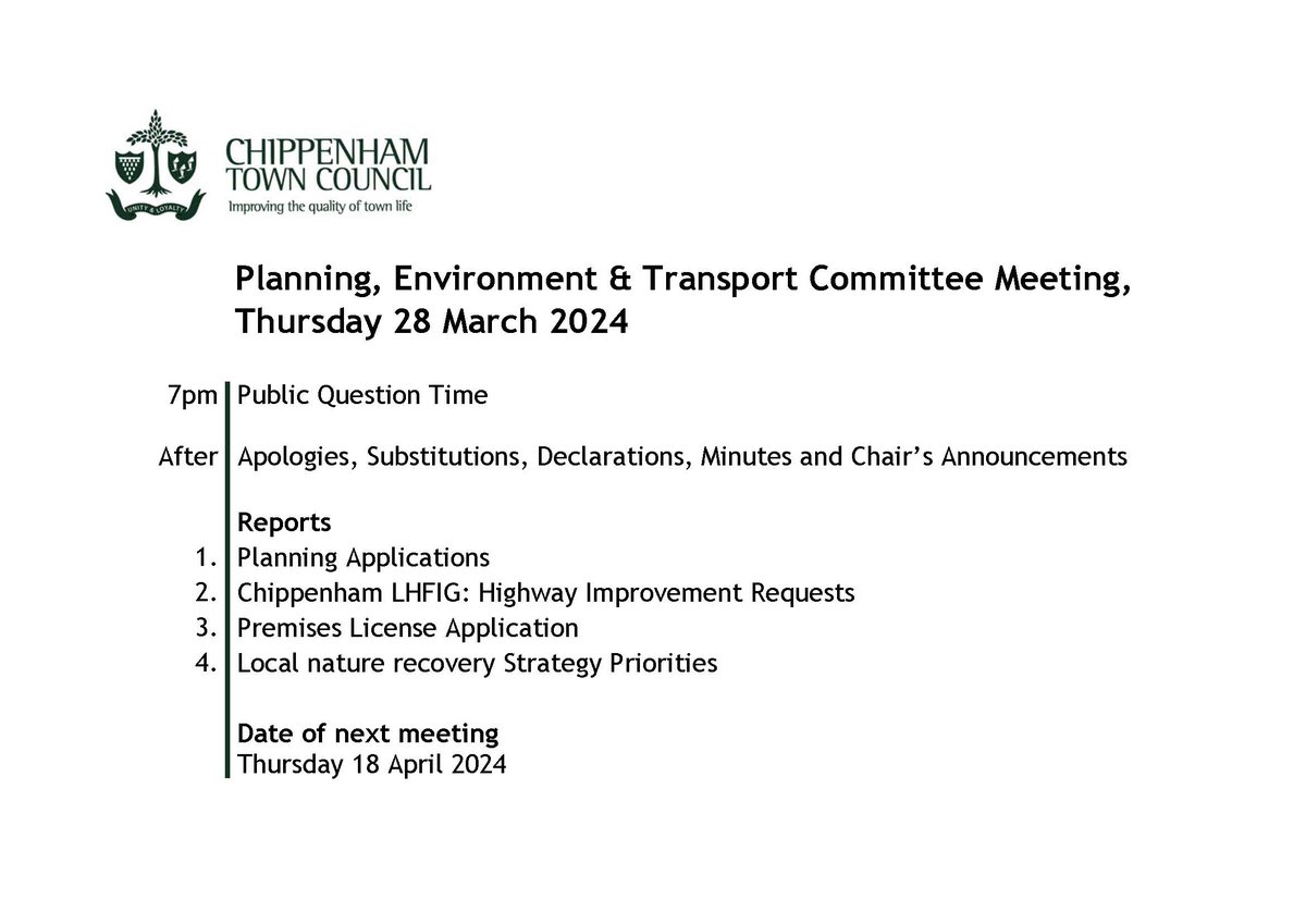 The Planning, Environment and Transport Committee will meet at 7pm in the Town Hall on Thursday. The agenda is on our website: bit.ly/agendas_ You can attend the meeting or watch on YouTube: bit.ly/CTCYouTube_